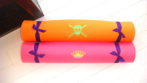 Children's Yoga Mat, Bright Pink with Yellow & Lavender Crown