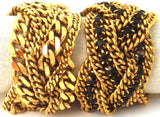 Braided Chain Bracelets, Gold-Plate & Black Crystals