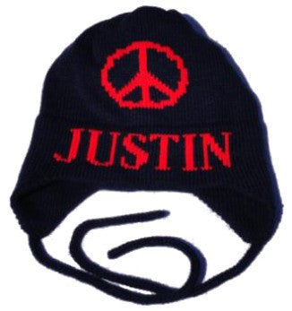 Peace Sign Personalized Hat with Earflaps