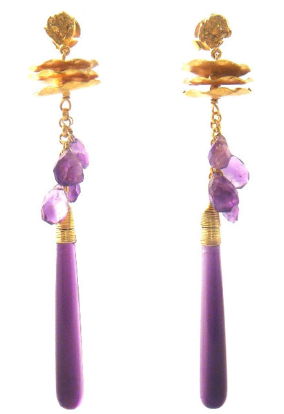 Amethyst & Gold Plated Drop Earrings