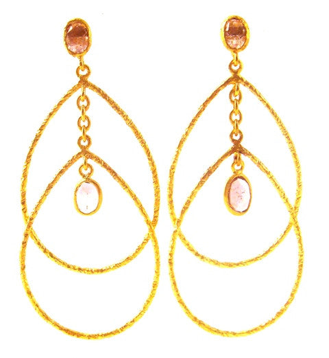 Tourmaline & Gold Plated Teardrop Earrings