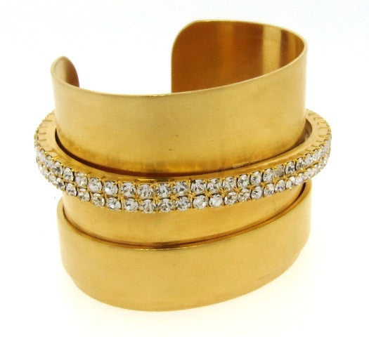 Gold Cuff with Crystal Bands