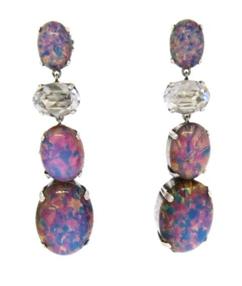 "Opal" & Crystal Drop Earrings