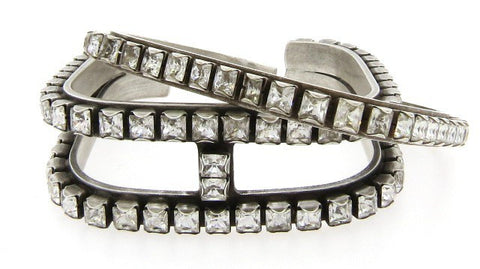 Rhodium & Crystal Square Bracelets