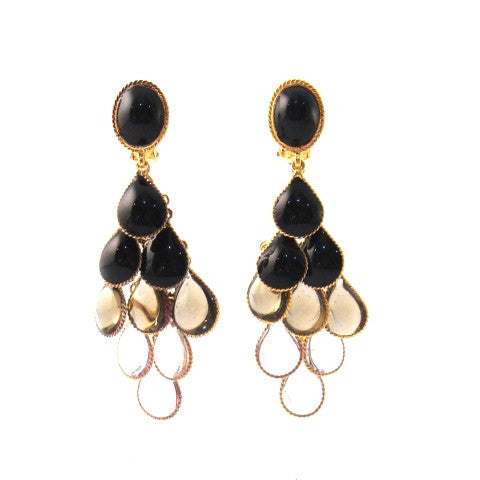 William Earrings, Shades of Black & Clear