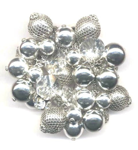 "Jude" Crystal & Silver Ball Stretch Bracelet