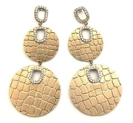 "Crocodile" & Diamond Double Earrings