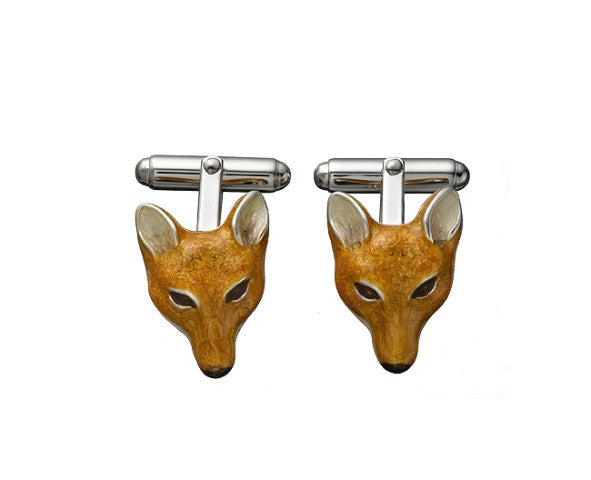 Fox Enamel & Sterling Cufflinks