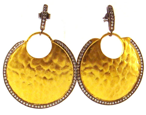 Crystal & Hammered Gold Vermeil Earrings