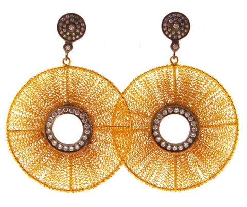 Mesh & Crystal Disk Earrings