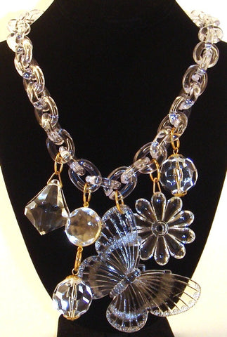 Lucite Chunky Charm Necklace