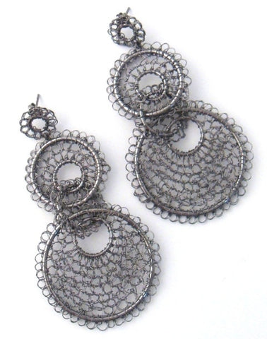 Hanging Mesh Earrings, Gunmetal