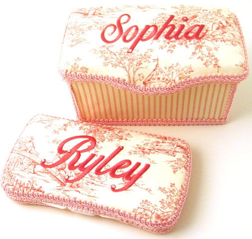 Personalized Baby Wipe Case Set, Pink Toile