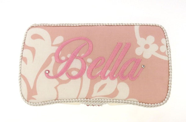 Personalized Baby Wipe Case, Pink Damask (Travel Size)
