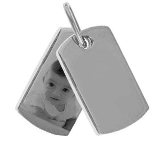 Personalized White Gold Dog Tag Small 1 2 x 3 8