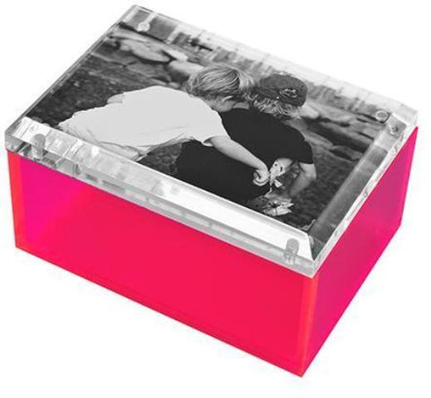 Photo Lucite Box, Neon Pink (Medium)
