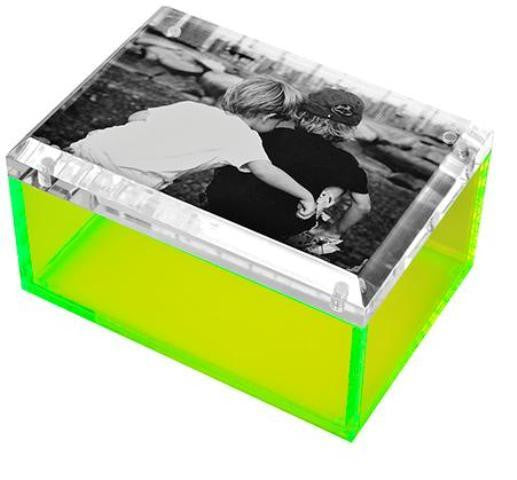 Photo Lucite Box, Neon Green (Medium)