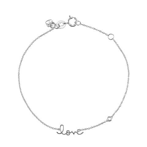 "Love" Bracelet with Diamond Detail, White Rhodium Plated