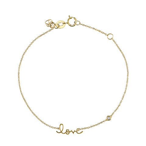 "Love" Bracelet with Diamond Detail, Yellow-Gold Plated