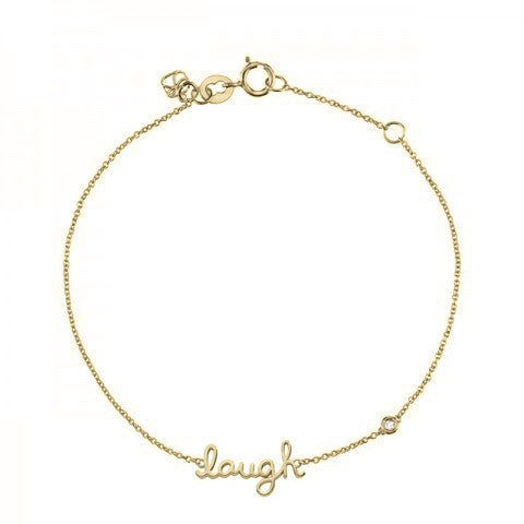"Laugh" Bracelet with Diamond Detail, Yellow-Gold Plated