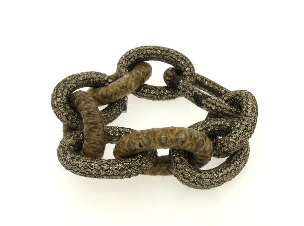Python & Crystal Large Link Bracelet, Camel