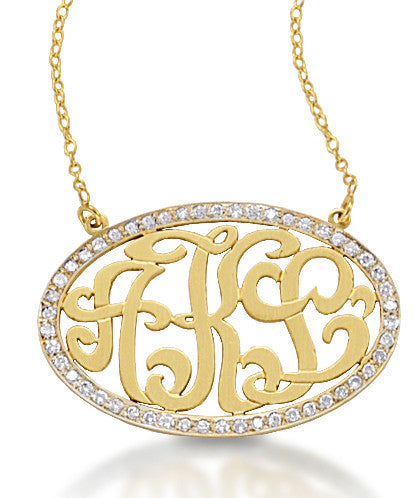 Diamond Oval Monogram Necklace