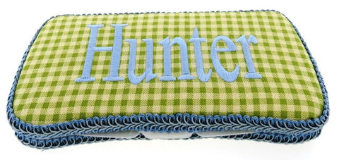 Personalized Baby Wipe Case, Green Gingham (Travel Size)